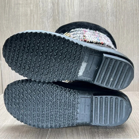 INC International Concepts Winter Boots Women Size 6 Tweed Faux Fur Lined Black - Picture 8 of 12